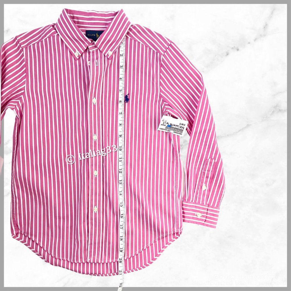 Ralph Lauren Polo Oxford Dress Shirt Pink Striped Long Sleeve Boys 6 Brand New! - Picture 7 of 13